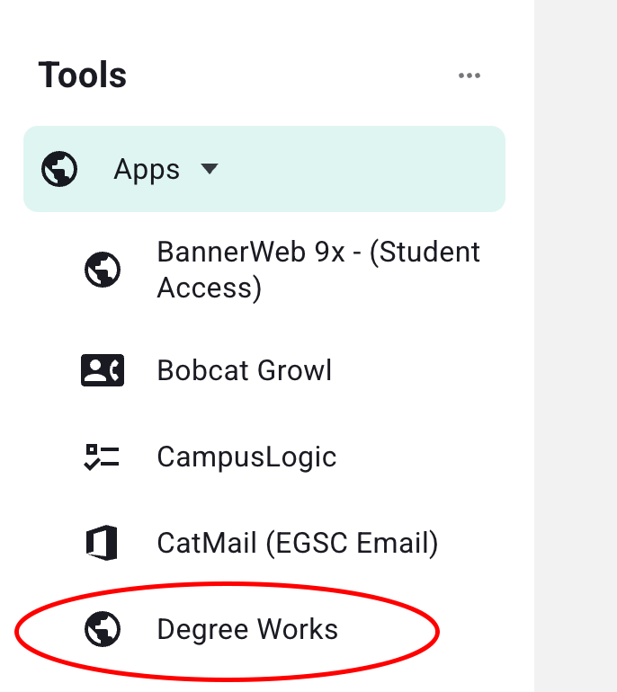 screenshot of DegreeWorks icon location in Portal